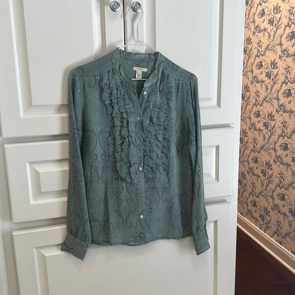 PAISLEY PRINT BLUE & GREY J CREW BLOUSE